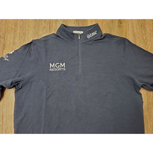 Tour Issue Benny Taylor Men Pullover Sweater 1/4 Zip TASC Trump MGM Golf NAVY #2 - Picture 2 of 9